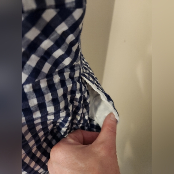 Navy and White Gingham J.Crew Button-Down Cotton Dress Size 2 - Picture 5 of 7